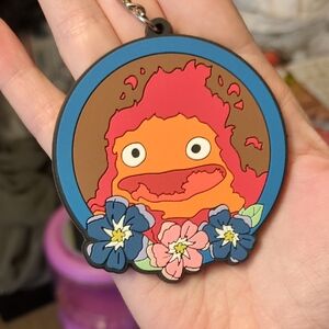 Howls Moving Castle Calcifer Keychain Blind Bag Hibiscus Flowers